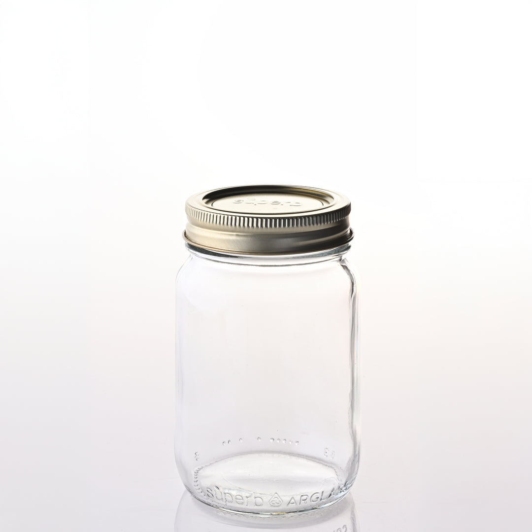 Empty regular mouth canning jars ready for use Regular mouth canning jar with airtight lid High-quality canning jars for food storage Regular mouth glass canning jar with metal lid from Superb