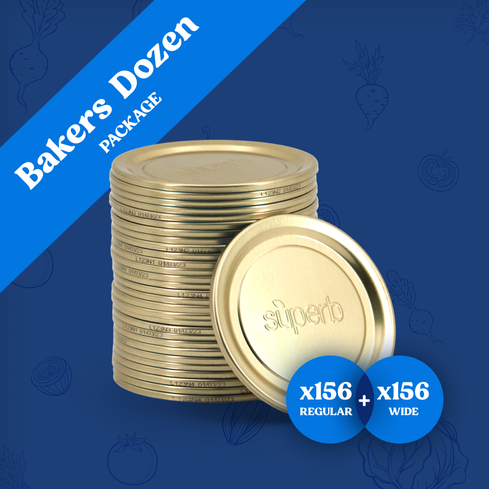 Bulk Canning Lids | Baker’s Dozen Package - Regular & Wide – Superb Canning