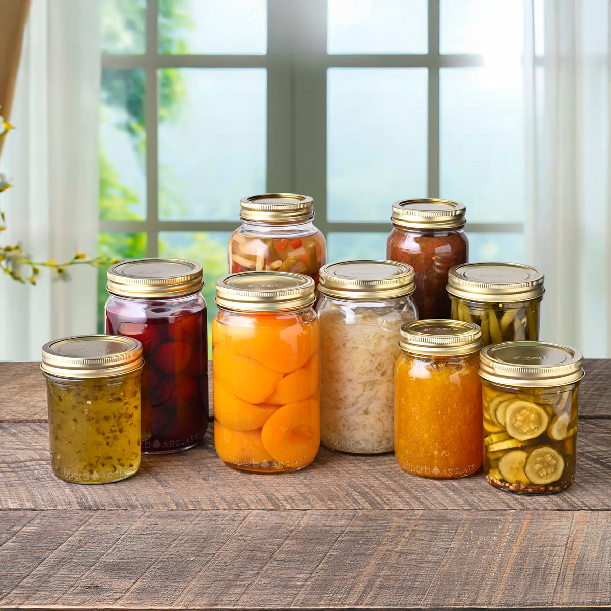 Superb 12 Pack Regular Mouth Quart Mason Jars